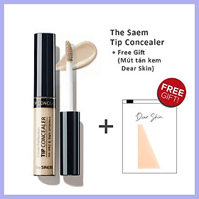 Che Khuyết Điểm The Saem Cover Perfection Tip Concealer + Tặng 1 Mút Tán Kem Nền Thương Hiệu Dear Skin