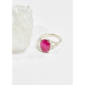 Nhẫn bạc đá Ruby oval ni16 mệnh hỏa , thổ - Ngọc Quý Gemstones