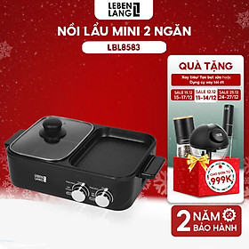 Mua Nồi lẩu điện 2 ngăn mini Lebenlang LBL8583  bếp lẩu nướng 2in1 công suất 1300W  1200ml nhanh gọn tiện lợi - hàng chính hãng