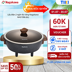 Lẩu điện 2 ngăn đa năng Nagakawa NAG1906 (6.0 Lít) - Hàng Chính Hãng