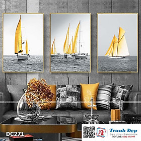 Bộ 3 tranh canvas treo tường Decor Thuyền buồm - DC271