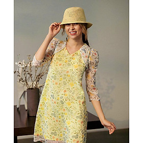 Đầm Suông Chifon Hoa Vàng Soleil thời trang thiết kế Hity Dre170