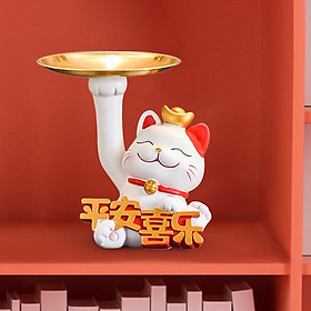 Table Statue Decoration Storage Tray Sculptures Phone Candy Jewelry Tray Vanity Tray Kitten Figurines for Bedroom Bookshelf