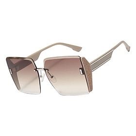 Womens Sunglasses, Oversized Sun Glasses, Lightweight Frame Driving Glasses, Rimless Square Sunglasses for Street Beach Shopping