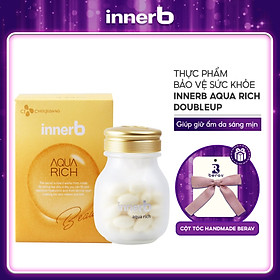 Hộp Thực phẩm bảo vệ sức khỏe InnerB Double Up Aqua Rich (Giúp cấp ẩm làm đẹp da từ chiết xuất cám gạo). Tặng Nơ cột tóc Handmade BERAV
