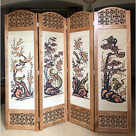Mua bình phong khung gỗ mẫu mới nền mành 180x200 AT007