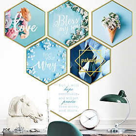 Decal trang trí chất liệu PVC loại 1 dày dặn, sắc nét, trang trí phòng khách, quán cafe-Khung ảnh blue-LV43