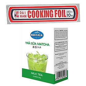 Combo Giấy bạc bọc thực phẩm Seven Cooking Foil (25cm x 4m) + Trà sữa Matcha Macca (Hộp 10 gói x 20g)