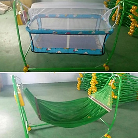 Mua Nôi điện Võng xếp 2 Trong 1(Tặng kèm võng+2 dây curoa + màn chống muỗi cho bé) Hàng Việt Nam