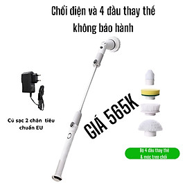 Chổi Cọ Nhà Vệ Sinh Bồn Cầu Toilet Bằng Điện Bàn Chải Làm Sạch Vệ Sinh Nhà Tắm Không Dây Kèm Với 4 Đầu Thay Thế Tiện Lợi