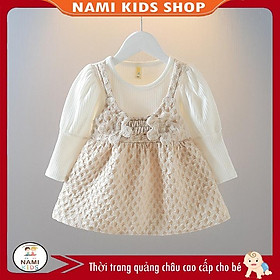 Đầm bé gái tay bồng đính hoa dễ thương hàng QCCC