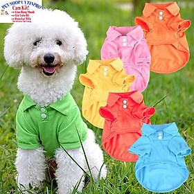 ÁO CHO THÚ CƯNG CHÓ MÈO Loại polo có cổ Thêu 5 hình Chất liệu thun cotton Thoáng mát - Màu Tím Size L