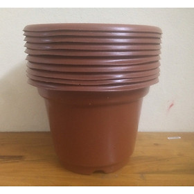 Combo 10 Chậu tròn AB280 Màu Nâu Đất Đường Kính 24cm