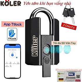 Khóa Móc Vân Tay Chống Cắt KOLER. Mở Bằng APP, Vân Tay Và Chìa Cơ. Tiện Lợi Chống Nước.