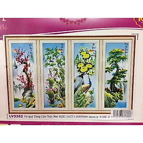 Mua Tranh thêu 3D Tứ quý Xuân hạ thu đông - chưa thêu
