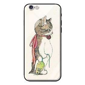 Ốp lưng kính cường lực cho iPhone 6S Mèo Và Chuột - Hàng chính hãng