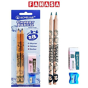 Vỉ 2 Bút Chì 2B Chubby Kèm Gôm Chuốt - Acmeliae 43070