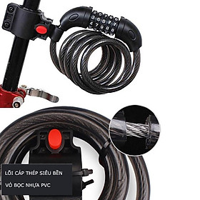 Khóa dây xe đạp 5 số dài 1,2m