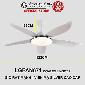 Mua Quạt Trần Đèn Gió Mạnh LÊ GIA LGFAN671 - Chiều Cao 25cm - Sải Cánh 122cm - Bảo Hành 5 Năm