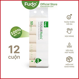 Giấy cuộn không lõi Fudo TISSUERolls từ sợi tre - Túi 12 cuộn