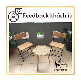 Mua Combo Bộ bàn ghế mây tre HOME MÂY đan cao cấp  bàn mặt gỗ chân sắt chắc chắn