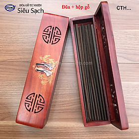 Mua Đũa gỗ Tự nhiên trơn cao cấp (10 đôi) Chopstick of HAHANCO - CTH701MS - Sang trọng trên bàn ăn gia đình