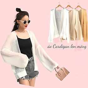 Hình ảnh Áo khoác Cardigan len mỏng nữ, Áo gió đi biển mỏng nhẹ mặc với đầm maxi MiNhi phong cách Ulzzang