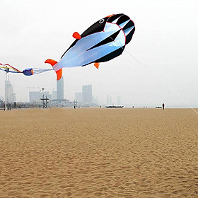 3D Kite Huge Frameless Soft Parafoil Giant Dolphin Kite Outdoor Sports blue