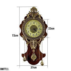 Mua Đồng hồ treo tường quả lắc tua rua tân cổ điển DHTT11 - Chất liệu gỗ và hợp kim mạ đồng cao cấp