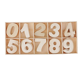 Hình ảnh 60 Pieces Natural Wood 0-9 Arabic Number Embellishment with Wood Box for Kids Educational Toys Games