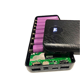Mua Box sac dự phòng 8 cell đủ chân cắm lightning/typeC/micro usb dùng pin 18650 (chưa pin)