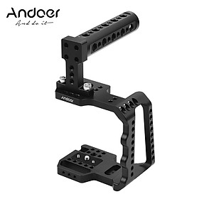 Andoer Video Camera Cage Aluminum Alloy with Hand Grip Compatible with BMPCC 4K/BMPCC 6K Camera