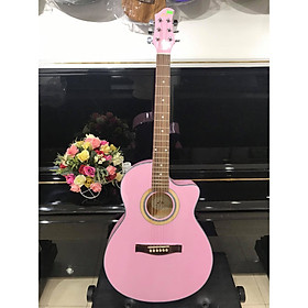 Đàn guitar Acoustic MKAC110, thùng eo, màu hồng, Việt Nam, bao da 2 lớp, bộ dây dự phòng(ảnh thật)