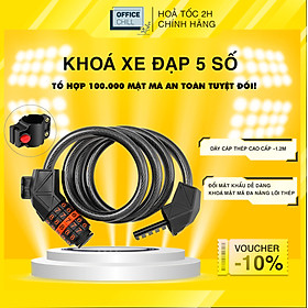 Khóa Xe Đạp OFFICE CHILL Khoá Dây Lõi Thép Mật Mã 5 Số Cao Cấp Chống Trộm Treo Yên Xe Đạp Thể Thao Bảo Hành 90 Ngày