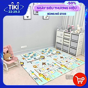 Thảm gấp gọn chống thấm  2 mặt Umoo chính hãng kích thước 180x200cm dày 1.5cm mẫu Chữ số