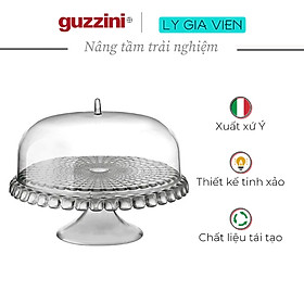 Đế Đỡ Trưng Bày Bánh Kem Có Nắp Chụp, Hoa Văn Tiffany Khắc Nổi Guzzini Cake Stand With Dome 