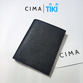 Ví Da Nam Monzza - Da Crossgrain Cao Cấp, Thiết Kế Form Đứng 9x11.5cm, màu Xanh Navy, Đen