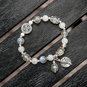 Vòng tay phong thủy BlackMount đá xà cừ mix mặt trăng mix bạc 925 cho mạng Kim Thủy, đá thiên nhiên, bao kiểm định, món quà trang sức phong thủy ý nghĩa may mắn tài lộc.