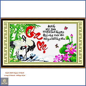Mua Tranh thêu chữ thập cha mẹ hạc hoa sen AL51416