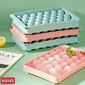 Mua Khay làm đá làm thạch tròn 33 viên có nắp đậy
