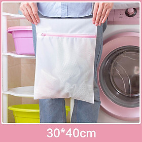 Túi Giặt Áo Ngực Quần Lót Lưới Khoá Kéo Cố Định 15CM Phân Loại Chống Rối Quần Áo Có Lỗ Treo - Túi Lưới S 30x40