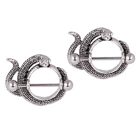 1 Pair Scary Snake Shield Barbell Snake Nipplering Body Jewelry Piercing