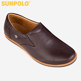 Giày Mọi Nam Da Bò SUNPOLO SUMU01 - Nâu