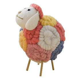 Mini Felt Sheep Figurine Animal Statue Nordic Sculpture Ornament Crafts for Living Room Party Bookcase Desktop Decoration