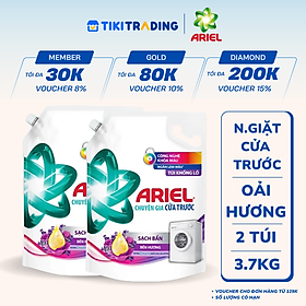 Combo 2 Nước Giặt ARIEL Chuyên Gia Cửa Trước Ngăn Lem Màu Túi 3.7KG/3.9KG