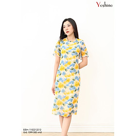 Đầm Công Sở Thiết Kế YOSHINO Dáng Suông, Họa Tiết Hoa, Thiết Kế Bèo Nhún Ở Cổ, Chất Chiffon 1152212212