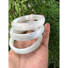 Vòng tay đá mắt mèo trắng, mài giác cạnh