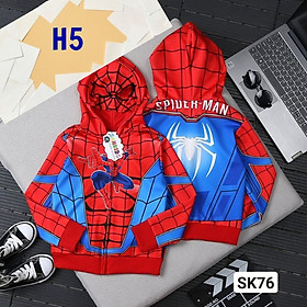Áo khoác siêu nhân bé trai từ 11kg-42kg- Thun hai da dày dặn, hình in 3d đẹp không bong tróc - H5 đỏ - 04:13-14kg