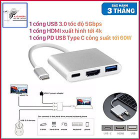 Mua Hub chuyển đổi USB Type C 3in1 sang HDMI  USB 3.0  cổng sạc nhanh PD Type-C dành cho Laptop  Macbook  Điện thoại  Samsung Dex