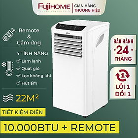 Mua Điều hoà di động kiêm hút ẩm 10.000 BTU FUJIHOME dùng cho phòng 25m2  máy lạnh mini đứng di động có điều khiển từ xa không cần lắp đặt  giao hàng toàn quốc - Hàng Nhập Khẩu